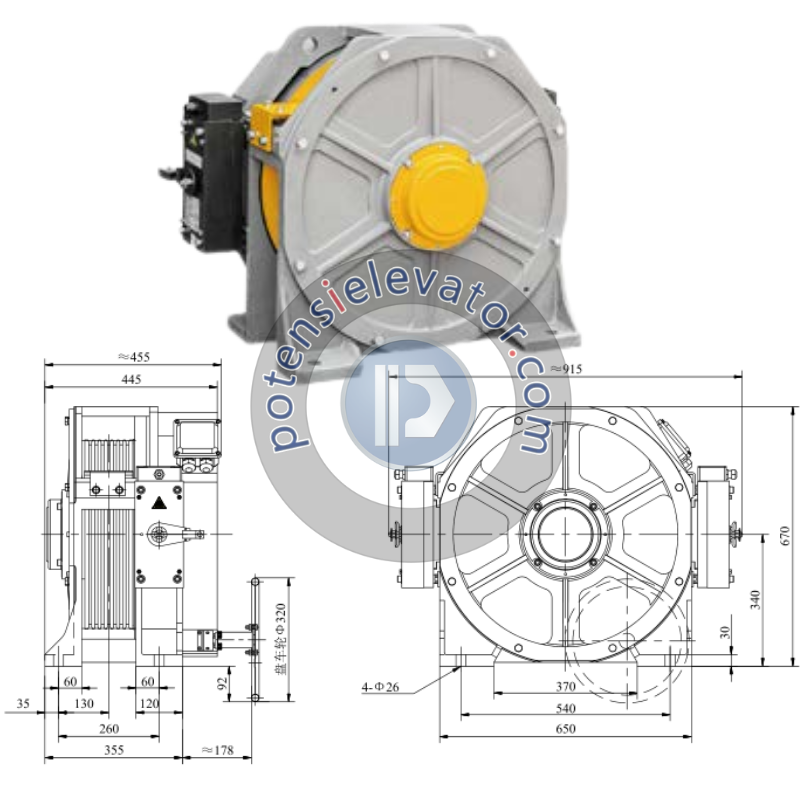 Elevator Traction Motor GTW10M For TORIN | Gearless Traction Machine