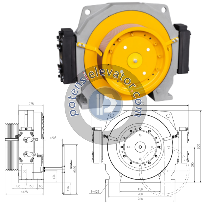 Permanent Magnet Motor GTW12 For TORIN | Gearless Traction Machine