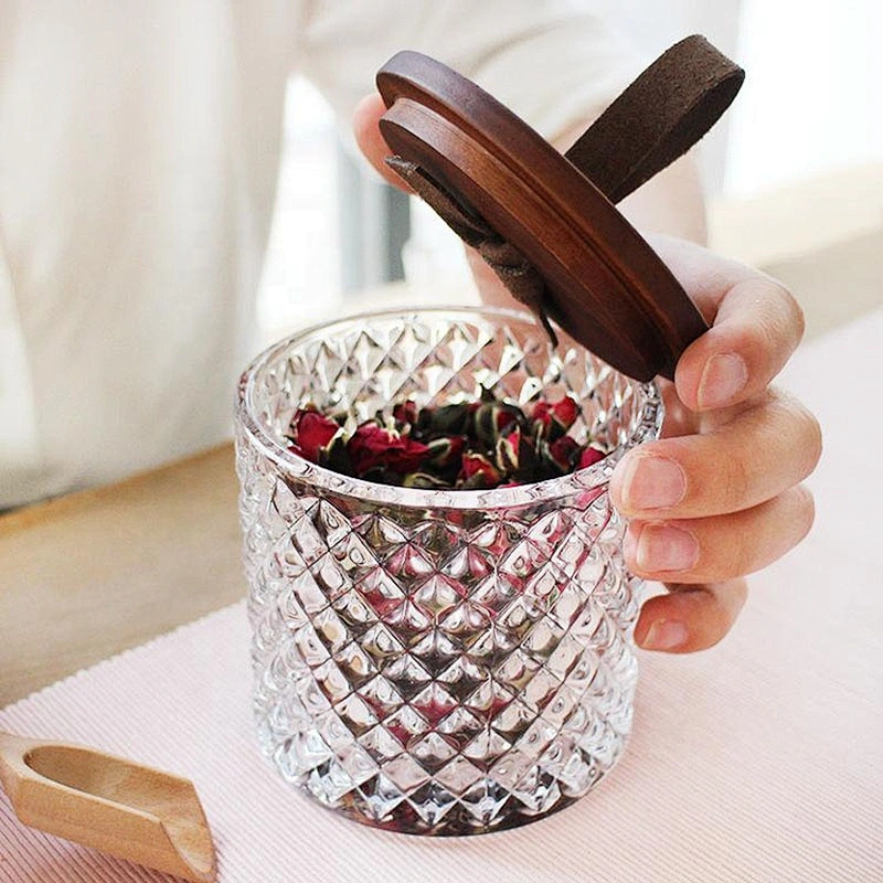 China manufacturer customized wholesale glass jar with wood lid