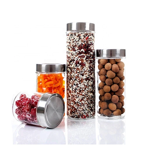 Promotional 500Ml 1000Ml 1300Ml 1800Ml Clear Round Glass Jar With Lid