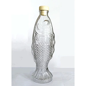 500ml16oz Wholesale New Design fish Unique Style Animal glass bottles Custom water bottle with airtight lid for beverage liquor