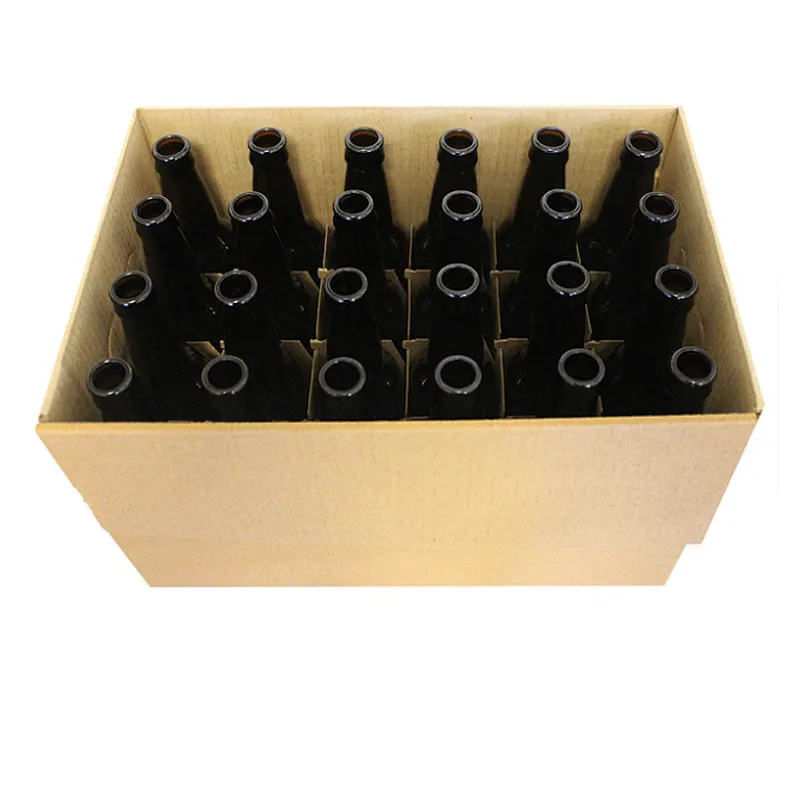 Empty Clear Wholesale 330ml 12oz black brown amber beer glass bottle with beer crown caps