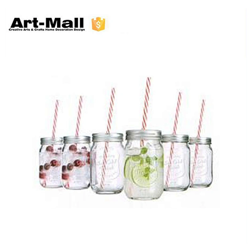 Wholesale New Design Colored Cheap Glass Mason Jar With Straw