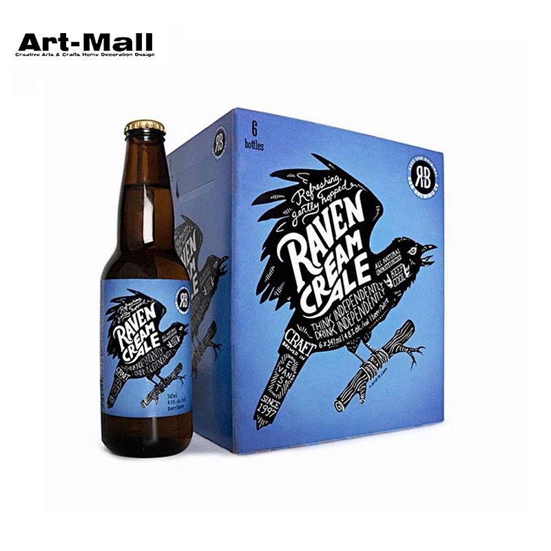 High performance black glass beer bottle with blue box