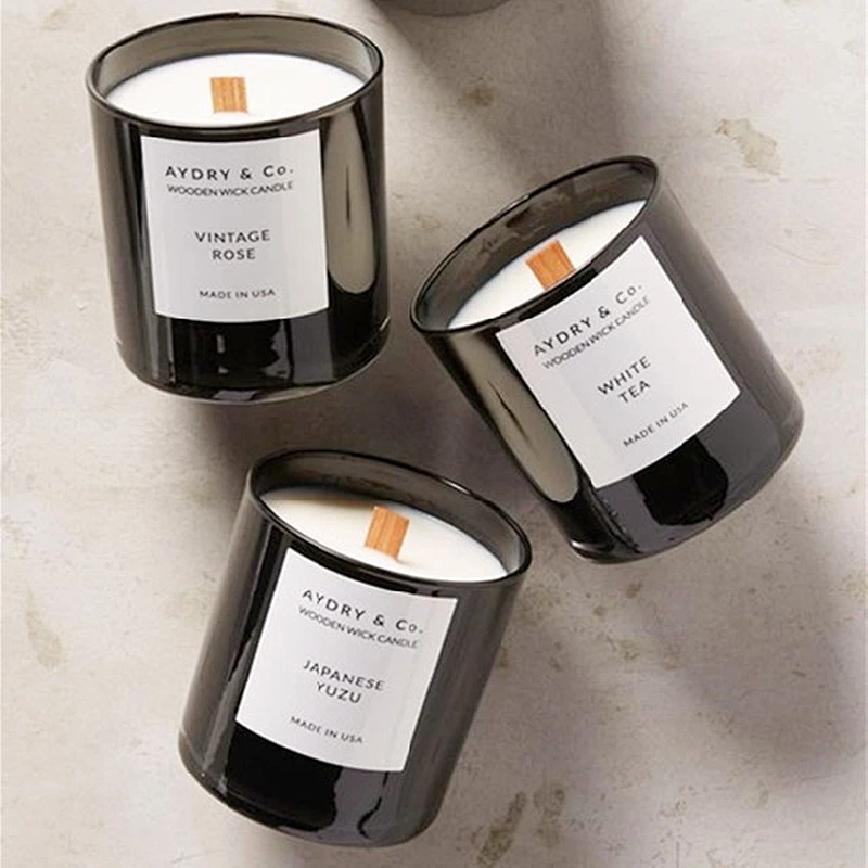 3/7/10/15oz Empty Black White Glass Candle Container Glass cup Glass jars