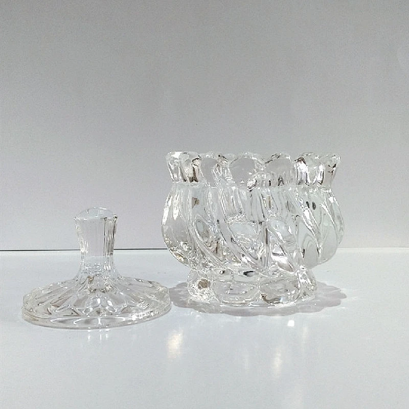 Hot sale Transparent Wholesale Glass Sugar Candy Bowl/Jar with Lid Small Candy Cookie Empty Spice jars