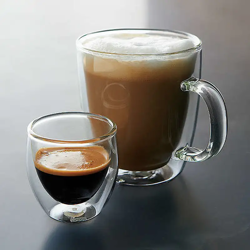 Manufacture Custom Coffee Tea High Borosilicate Handle Heat Resistant Mug Food Grade Hot Insulated Double Wall Glass Cup