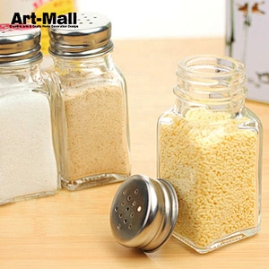 Superior glass spice bottle with metal hole cap for kitchenware