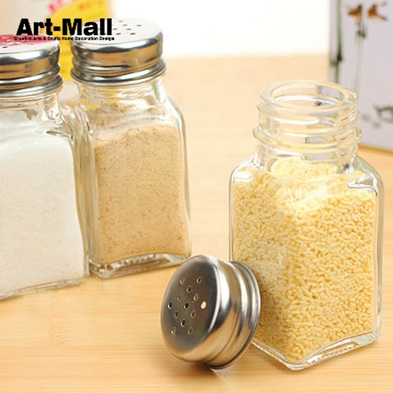 Superior glass spice bottle with metal hole cap for kitchenware