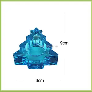 Good quality tree shaped blue glass candle holder