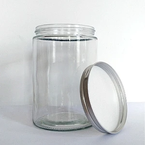 8/16/25oz Empty Black White Glass jar food Container Glass bottle Glass jars with metal lid for snack food