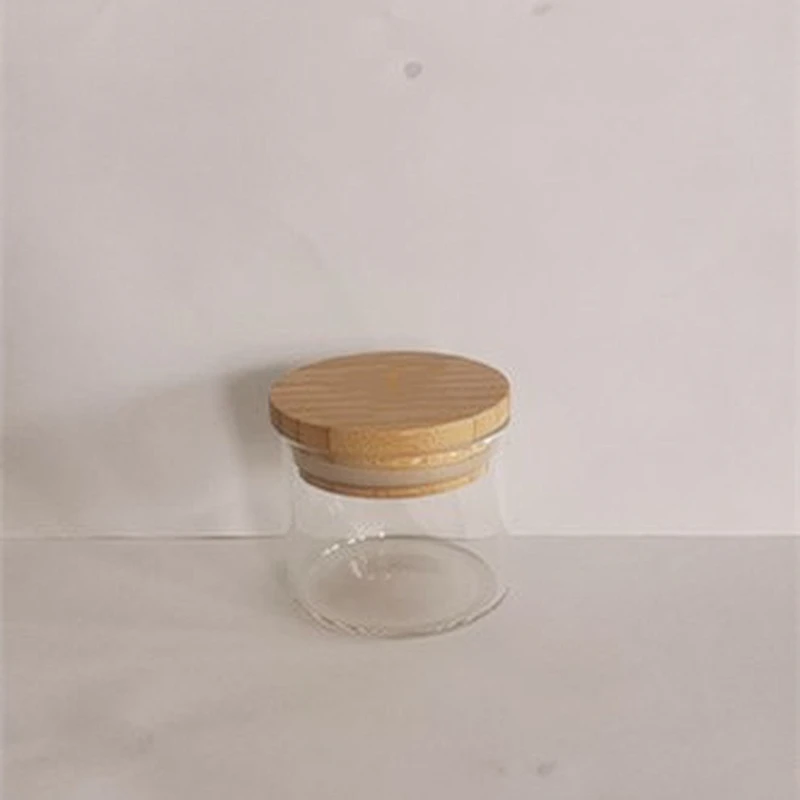 85mm Diameter Bamboo Lid Glass Sealed Jar High Borosilicate Glass Storage Jar Snack Seasoning Glass Jar