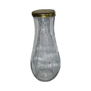 Large capacity 250ml 500ml 750ml 1000ml 1L coconut milk drink bottle 1 liter yogurt drinking glass milk bottle with metal lids