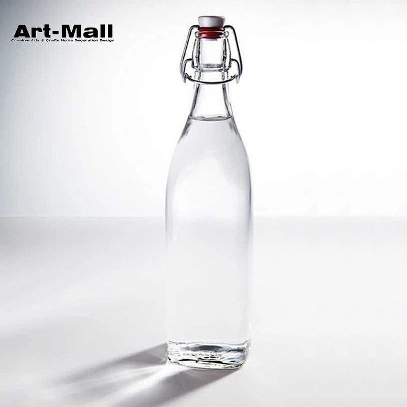 New design sell square glass bottle swing top ,customized empty glass milk bottle