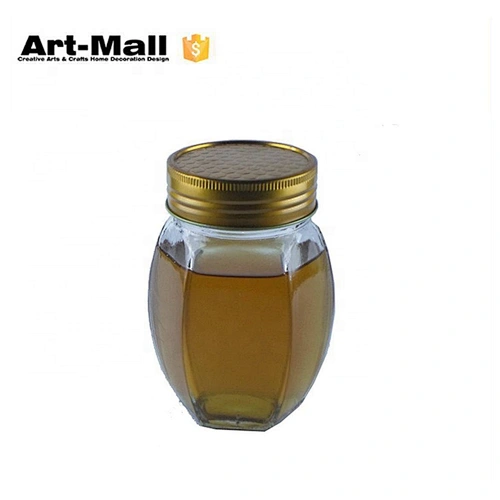 Best selling aluminum lid mini clear glass honey jar