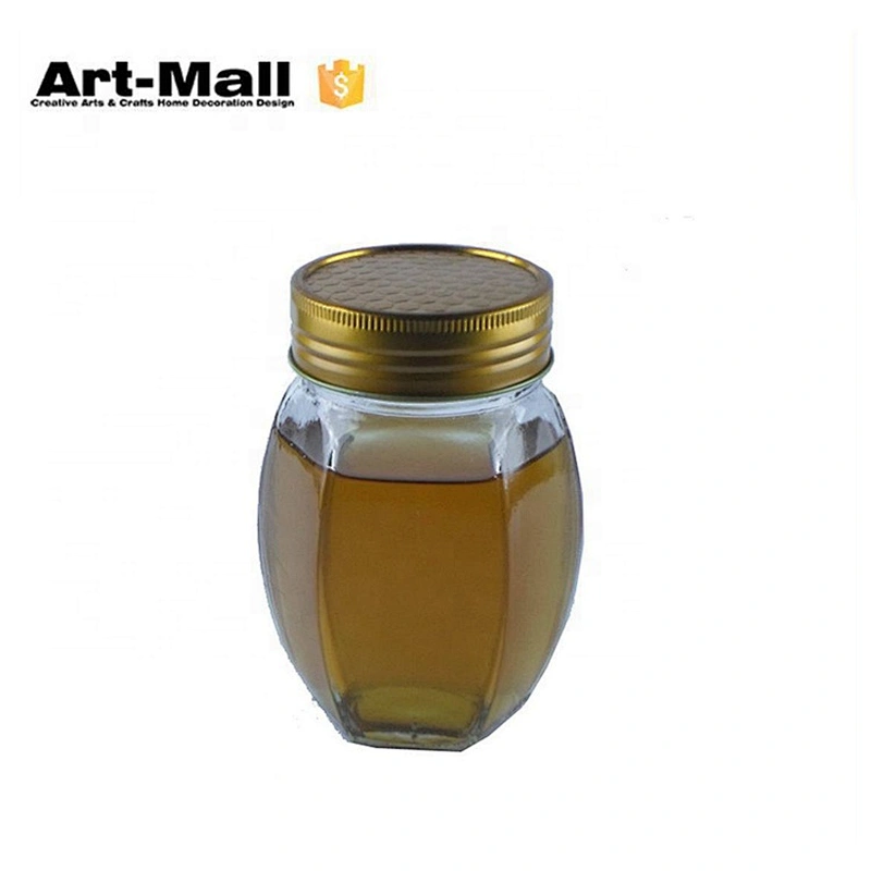 Best selling aluminum lid mini clear glass honey jar