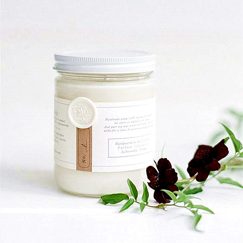 250ml 8oz decorative glass candle jar glass cup with metal lid for candle making