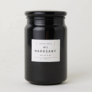 Tarro de vela de cristal negro personalizado de venta de fábrica con tapa de madera
