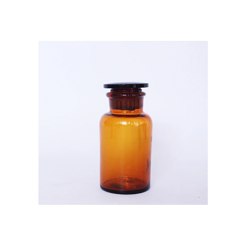 Wholesale 30ml 60ml 125ml 250ml 1000ml amber glass apothecary bottles with stoppers  reagent bottle wide mouth