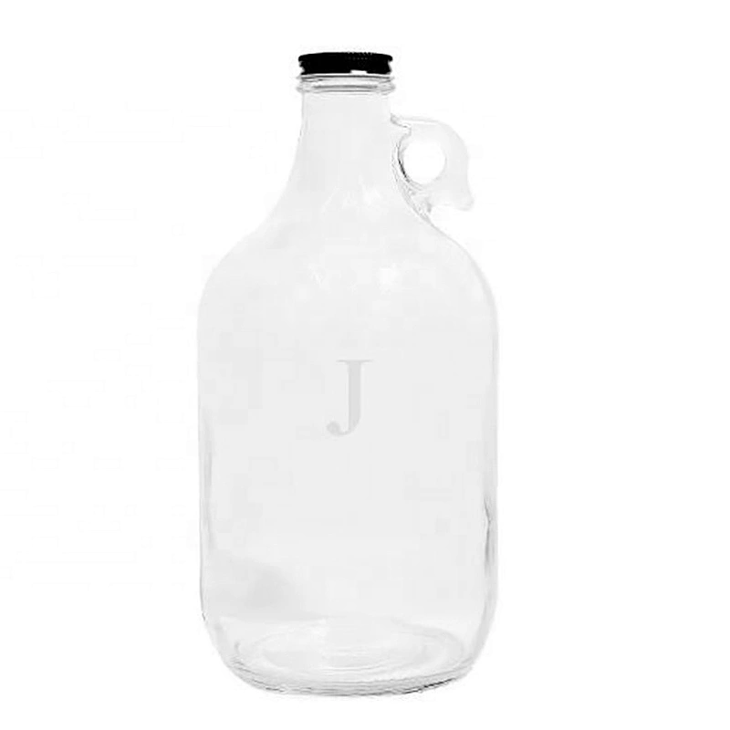 High Quality Glass Material Logo Printing Round Drinking Water Bottle With Stainless Steel Lid