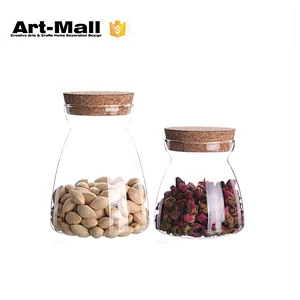 High Quality Airtight Wide Mouth Glass Storage Jar With Cork Lid