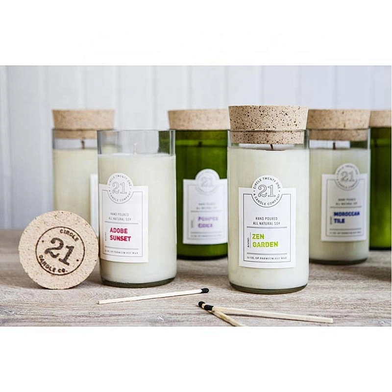 Economical custom design cylinder glass candle jar in assorted color