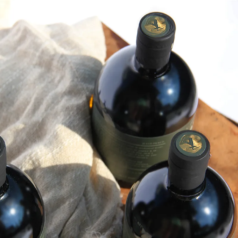 Empty 375ml 500ml 700ml amber Short neck coarse mouth glass wine bottle for liquor wine