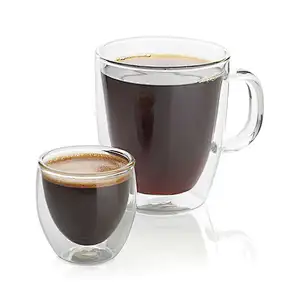 Manufacture Custom Coffee Tea High Borosilicate Handle Heat Resistant Mug Food Grade Hot Insulated Double Wall Glass Cup