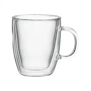 Manufacture Custom Coffee Tea High Borosilicate Handle Heat Resistant Mug Food Grade Hot Insulated Double Wall Glass Cup