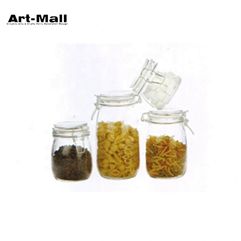 Best selling four sizes clear food use clip top hermetic lid glass jars