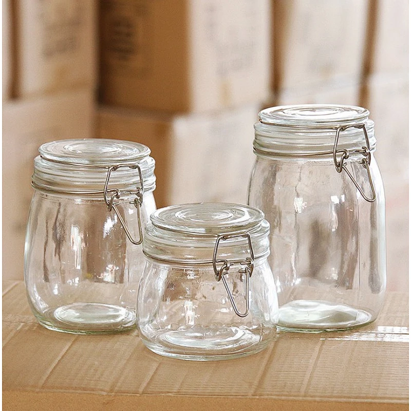 Guaranteed quality chocolates candy clip top glass cookie jar glass mason jar for food candle