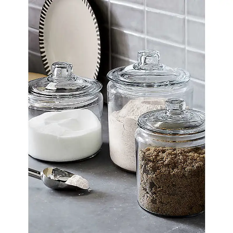 1/2/4/6 Quart Quality Heritage Hill Glass Jar with Cover Glass Storage Jar