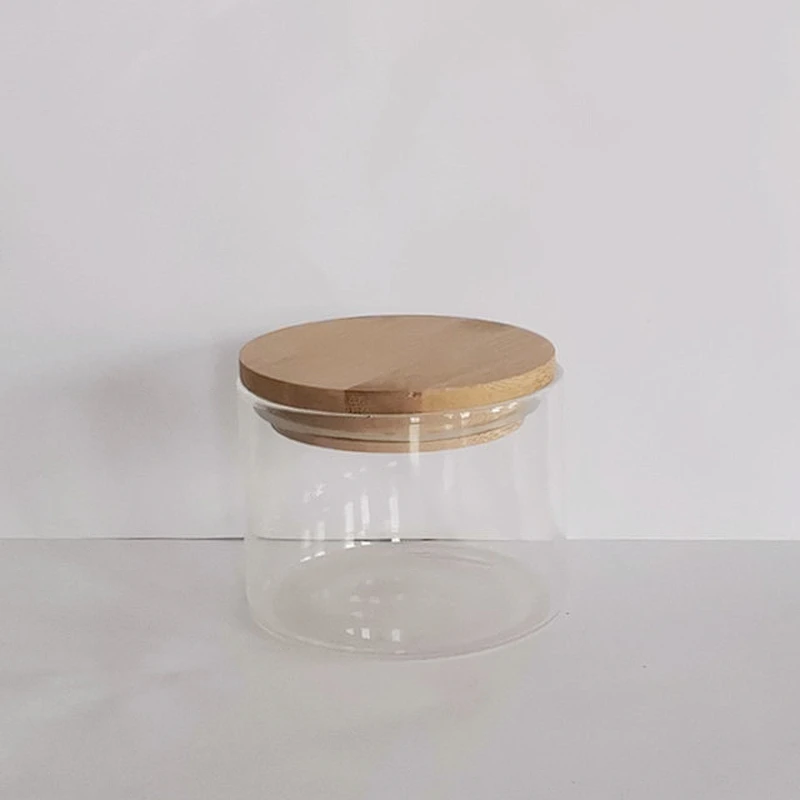 Bamboo Lid Glass Sealed Jar High Borosilicate Glass Storage Jar Snack Seasoning Glass Jar