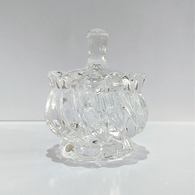 Hot sale Transparent Wholesale Glass Sugar Candy Bowl/Jar with Lid Small Candy Cookie Empty Spice jars