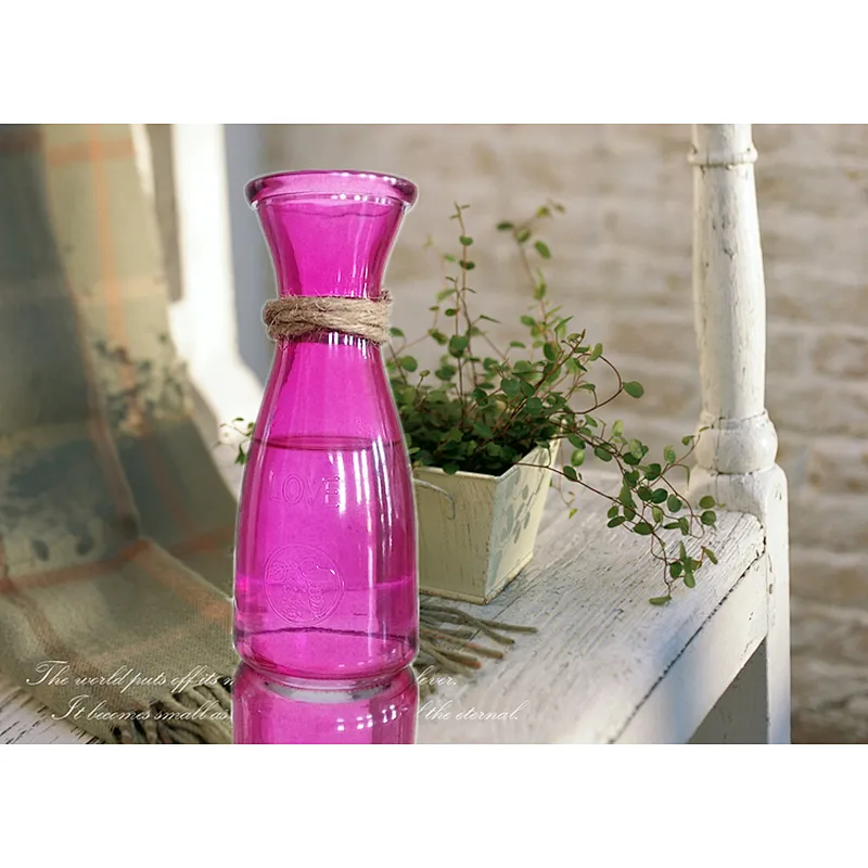 wholesale colorful round shape decorative transparent vase clear glass flower vases for home decoration