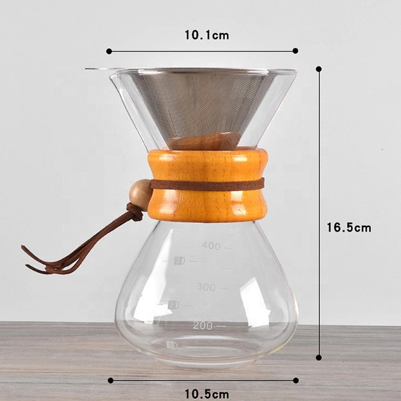 Factory price borosilicate glass jars pour over coffee pot with filter