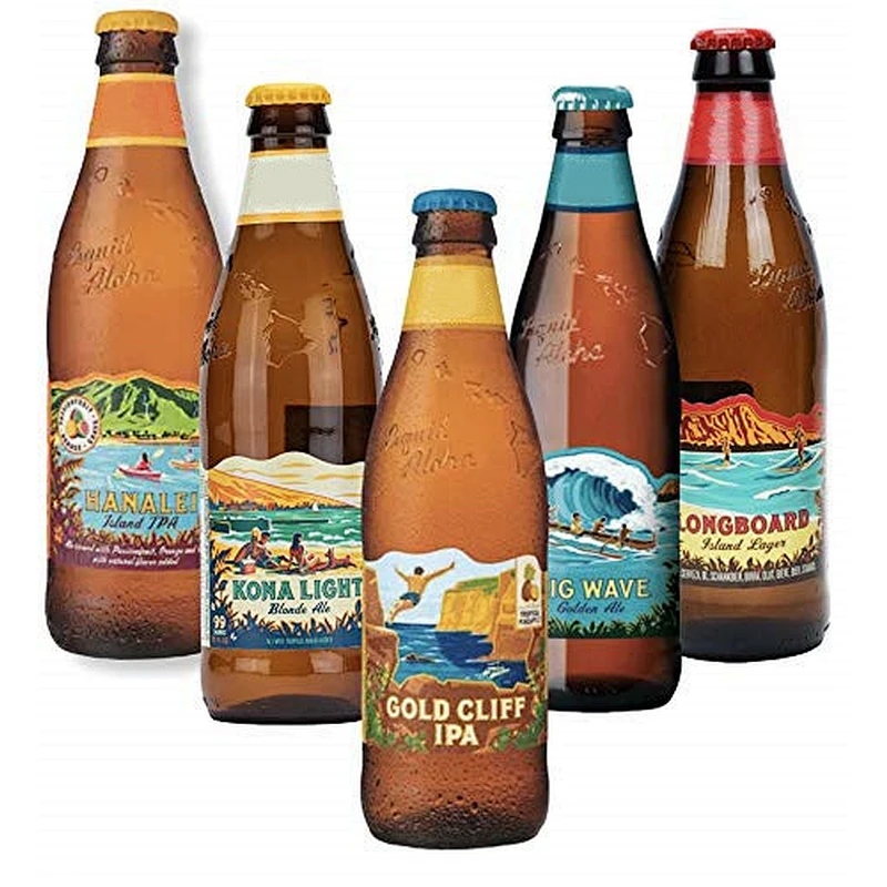 2021 Wholesale Custom Color Size Hot Stamping Amber Glass Beer Bottle