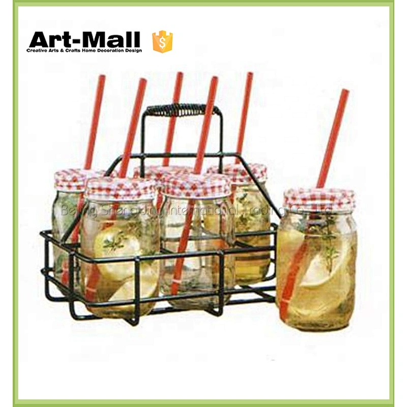 Wholesale Round Shape Colored 16OZ Glass Mason Jar With Handle