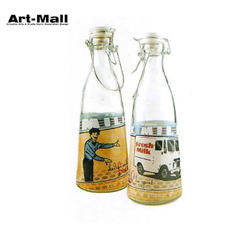 Chinese supplier wholesale square swing top glass milk bottle