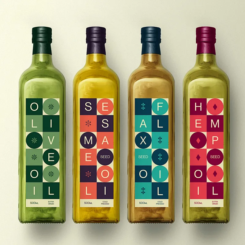 250ml 500ml 1000ml green square glass olive oil bottle with screw cap
