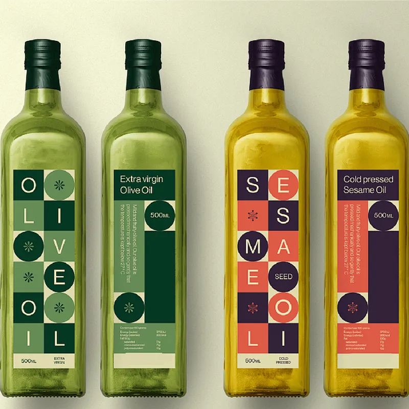 250ml 500ml 1000ml green square glass olive oil bottle with screw cap