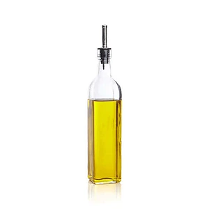 100ml 250ml 500ml 750ml Clear Glass Traditional-Style Olive Oil Bottles Square Cooking Oil Bottles Glass Vinegar Bottles