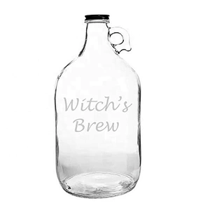 High Quality Glass Material Logo Printing Round Drinking Water Bottle With Stainless Steel Lid