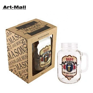 New arrival custom engraving clear glass mason jar with handle