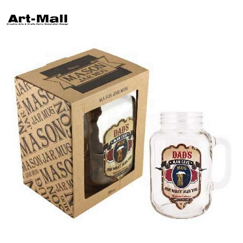 New arrival custom engraving clear glass mason jar with handle