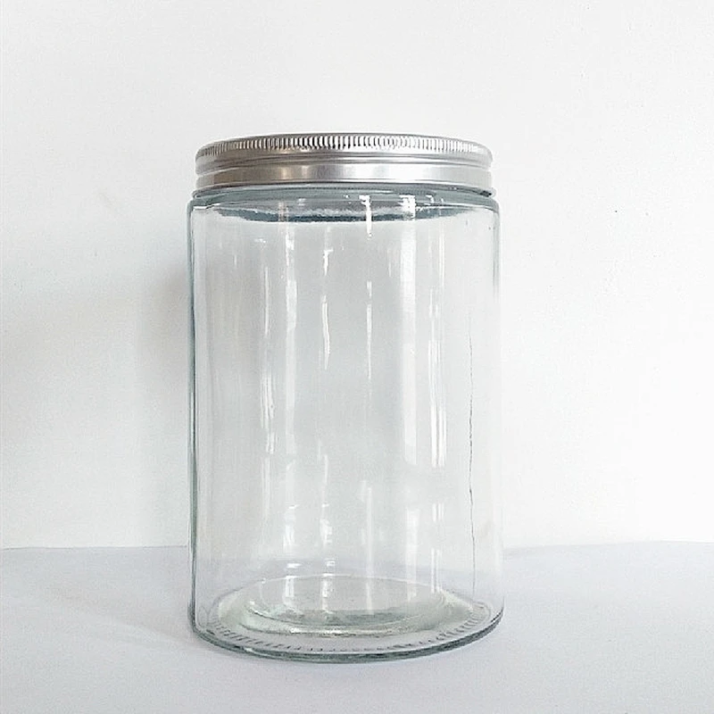 8/16/25oz Empty Black White Glass jar food Container Glass bottle Glass jars with metal lid for snack food