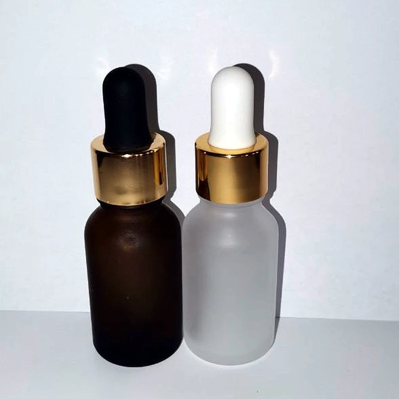 10ml 20ml 30ml 1oz Customized White Amber Glass Dropper Bottles frosted  Glass Essential Oil Bottle