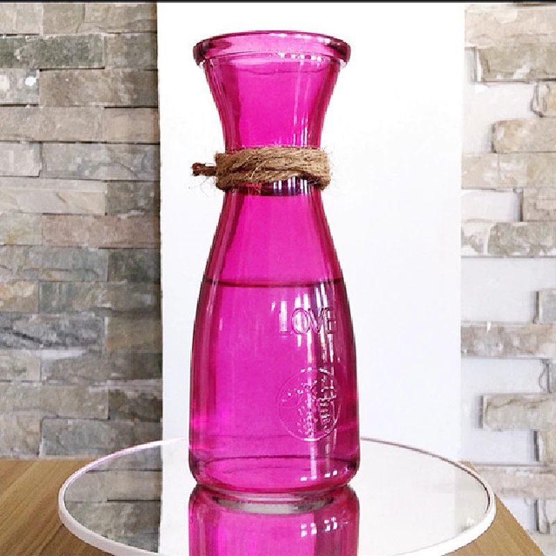 wholesale colorful round shape decorative transparent vase clear glass flower vases for home decoration