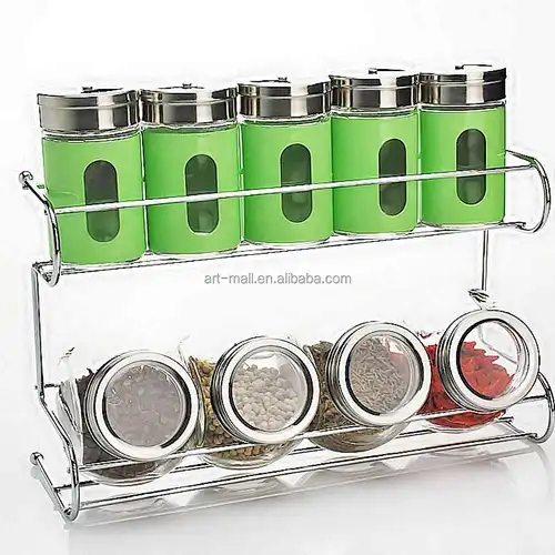 2016 hot selling exquisite glass spice jar rack set