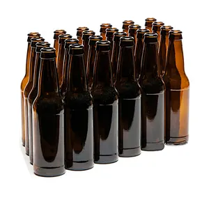 Empty Clear Wholesale 330ml 12oz black brown amber beer glass bottle with beer crown caps